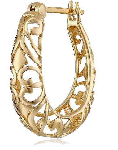 Amazon Collection Open Filigree Swirl Hoop Earrings in Sterling Silver