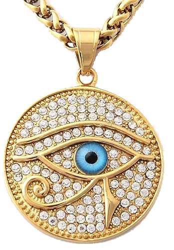 CZ Stone Eye of Horus Pendant Necklace Symbol of Protection Egyptian 18K Gold Plated Stainless Steel Jewelry