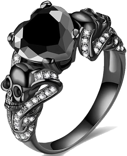 Gothic Jewelry Purple Red Black Crystal Unique Black Skull Rings for Women Halloween Christmas Gifts