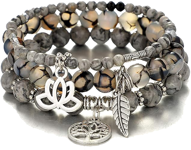 UEUC Tree of Life Yoga Healing Stone Bracelets,Multilayer Lotus Chakra Stone Reiki Bracelet Sets,Anxiety Crystal Natural Stone,for Women Stress Relief