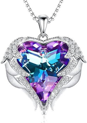 CDE Angel Wing Love Heart Necklaces for Women, Silver Tone/Gold Tone Pendant Necklace Jewelry Gifts for Her on Christmas, Valentine's/Mother's Day, Anniversary, Birthday Gifts for Women Girls Wife Girlfriend