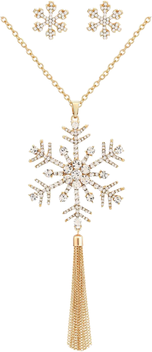 LENOOCLE Christmas Jewelry for Women Christmas Snowflakes Necklace Earrings Set Sparkling Crystal Rhinestone Long Pendant Necklace Drop Dangle Earrings Xmas Holiday Party Jewelry Gift for Teen Girls