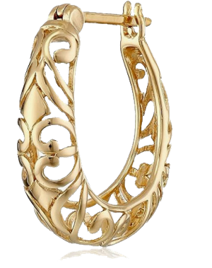 Amazon Collection Open Filigree Swirl Hoop Earrings in Sterling Silver