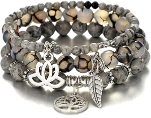 UEUC Tree of Life Yoga Healing Stone Bracelets,Multilayer Lotus Chakra Stone Reiki Bracelet Sets,Anxiety Crystal Natural Stone,for Women Stress Relief